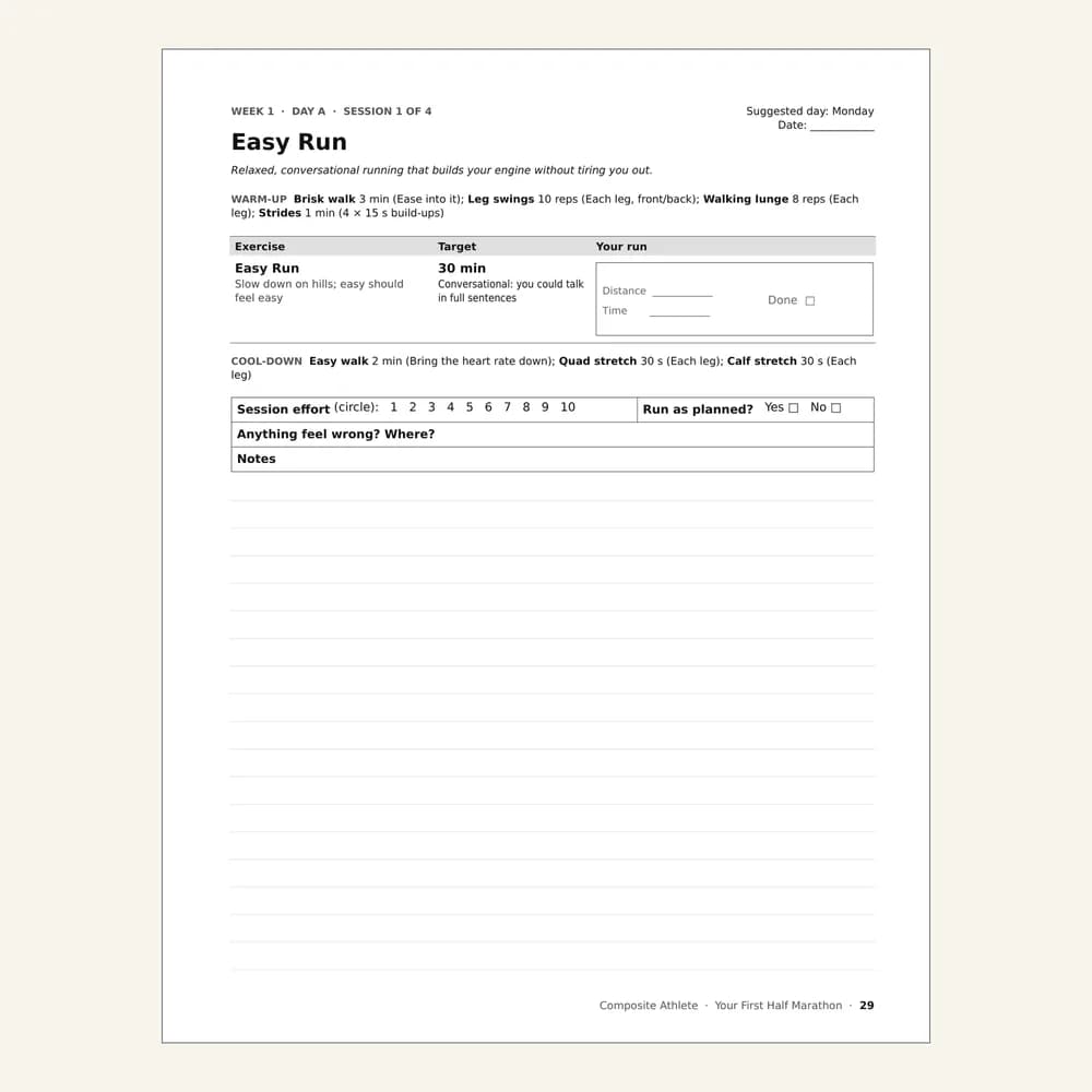A real page from a Composite Athlete workbook